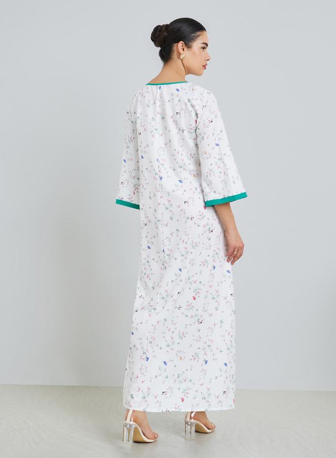 ستايلي جلابية بطبعة زهور بقصة واسعة - Image 4